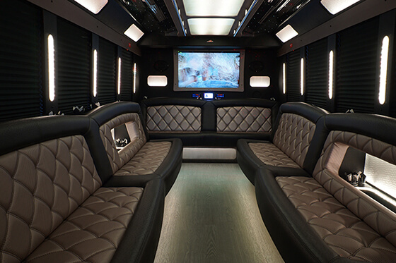 upscale limo bus lounge