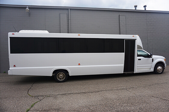 34 passenger limo bus exterior