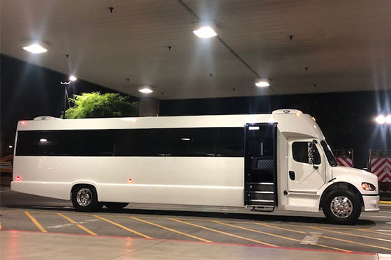 43 passenger limo bus exterior