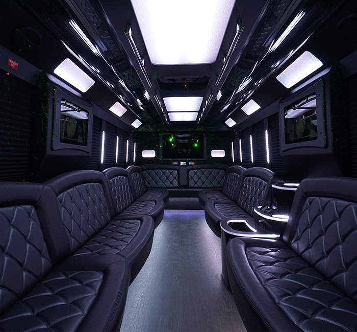 limo bus with wraparound seats